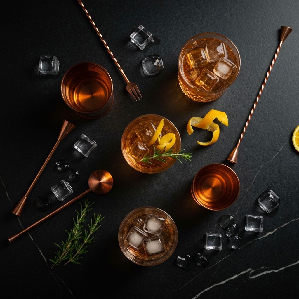 Artisanal cocktail bar setup